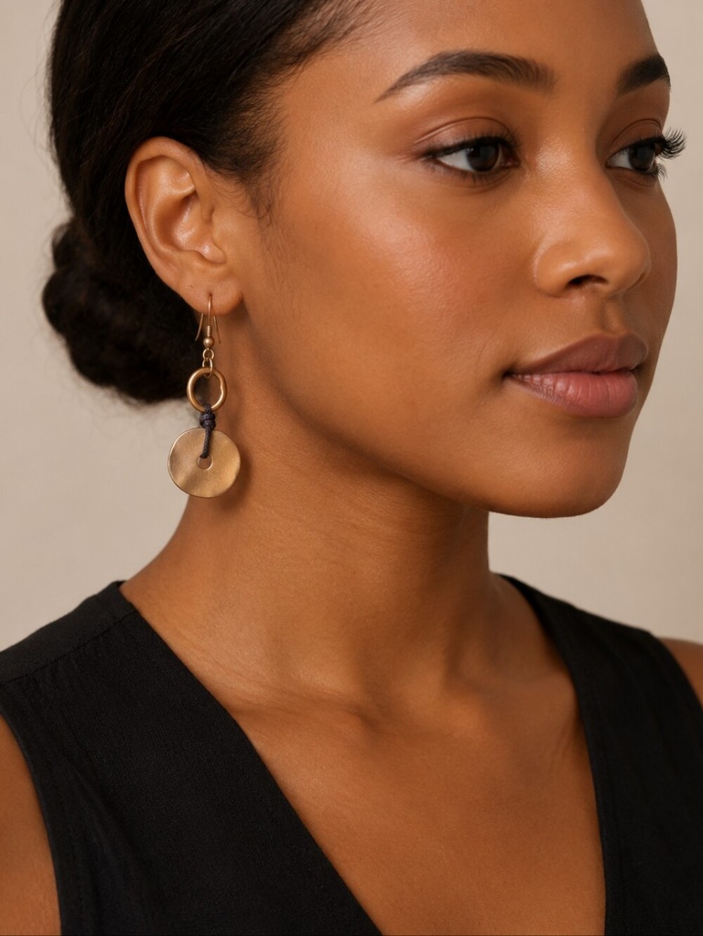 Premier Designs Boho Gold Tone Disc Dangle Drop Earrings